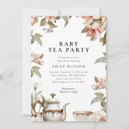 Inbjudan till elegant Tea Party Baby Shower