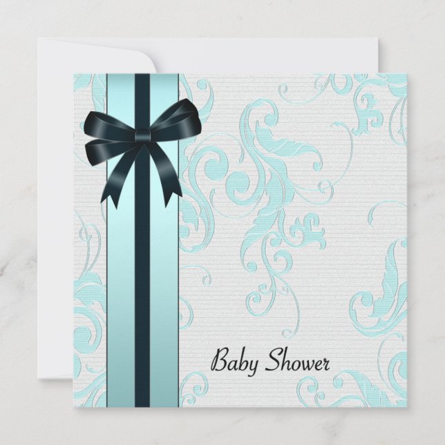 Inbjudan till elegant Teal Blue Baby Shower (Framsida)