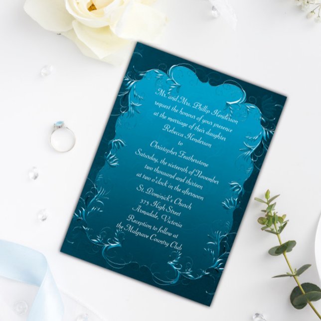 Inbjudan till elegant Teal Wedding (Skapare uppladdad)