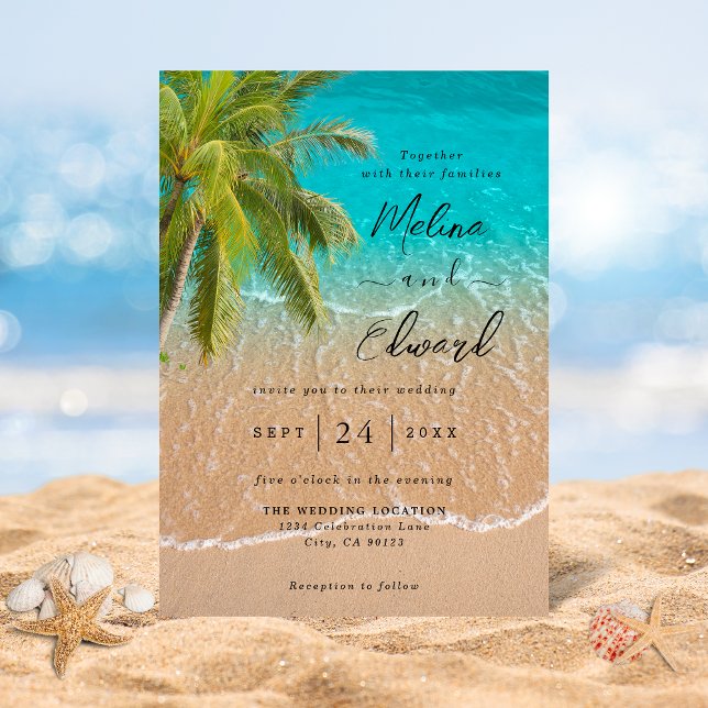 Inbjudan till elegant Tropical Beach Wedding (Skapare uppladdad)