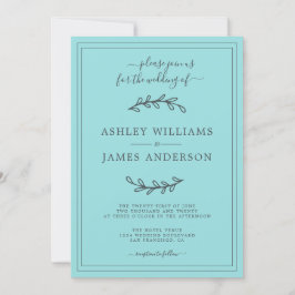 Inbjudan till elegant Turcos Blue Wedding