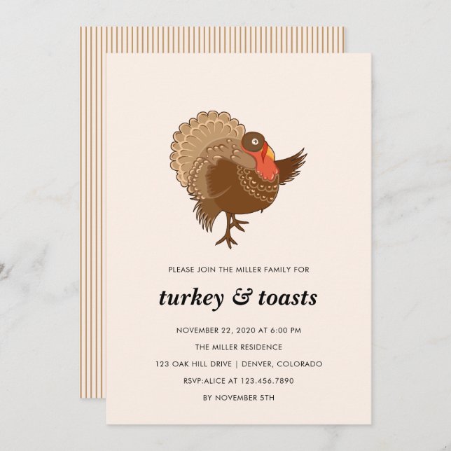 Inbjudan till elegant-Turkiet-Thanksgiving-part (Fram/baksida)