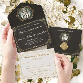 Inbjudan till elegant Vintage bröllop Art nouveau
