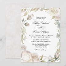 Inbjudan till elegant Vit ros Watercolor Wedding