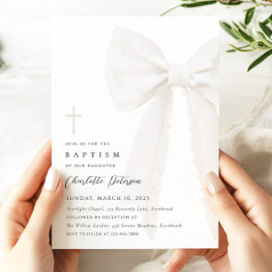 Inbjudan till elegant Vita Bow Baptism