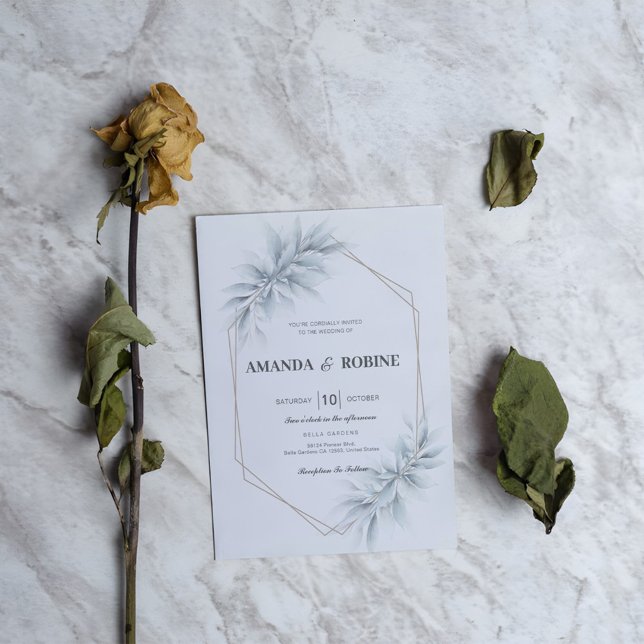 Inbjudan till elegant Watercolor Foliage Wedding (Skapare uppladdad)