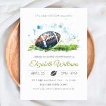 Inbjudan till elegant Watercolor Football Baby Sho