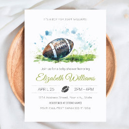 Inbjudan till elegant Watercolor Football Baby Sho