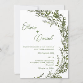 Inbjudan till elegant Watercolor Greenery Wedding