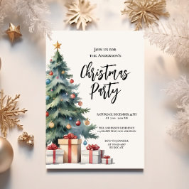 Inbjudan till elegant Watercolor Julgran Party