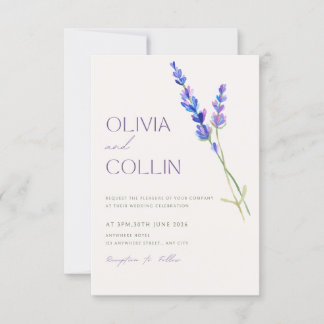 Inbjudan till elegant Watercolor Lavender Wedding