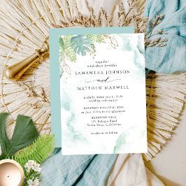Inbjudan till elegant Watercolor och Greenery Wedd