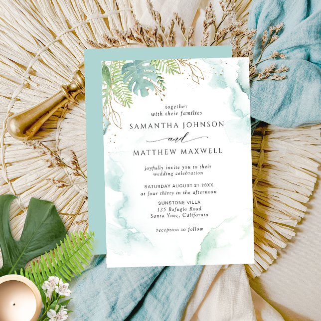 Inbjudan till elegant Watercolor och Greenery Wedd (Skapare uppladdad)