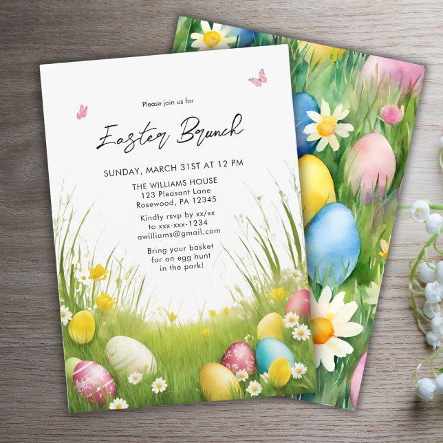 Inbjudan till elegant Watercolor Påsk Brunch (Skapare uppladdad)