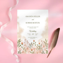 Inbjudan till elegant Watercolor Wildblombröllop