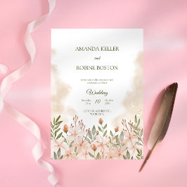 Inbjudan till elegant Watercolor Wildblombröllop