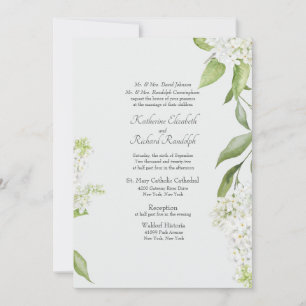 Inbjudan till elegant White Hydrangea Wedding