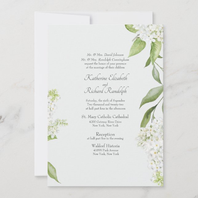 Inbjudan till elegant White Hydrangea Wedding (Framsida)