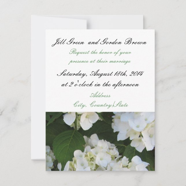 Inbjudan till elegant White Hydrangea Wedding (Framsida)