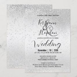 Inbjudan till elegant White och Silver Glitter