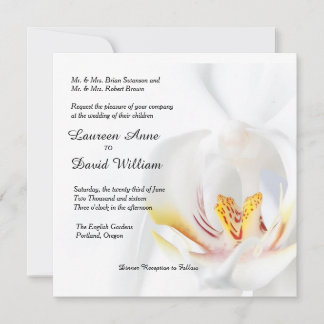 Inbjudan till elegant White Orchid Personligt bröl