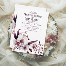Inbjudan till elegant White Orchid & Plum Wedding