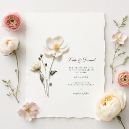 Inbjudan till elegant White Wildblombröllop