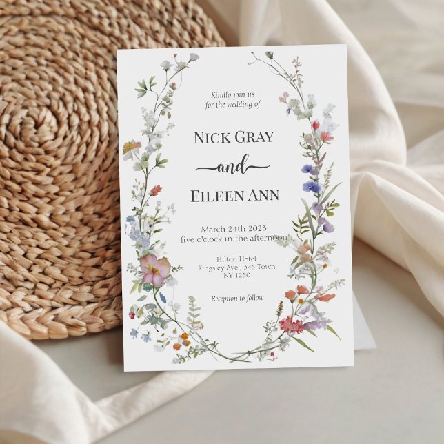 Inbjudan till elegant Wildblombröllop (Elegant Wildflower Wedding Invitation)