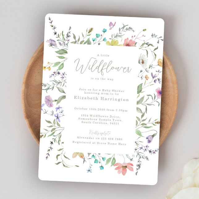 Inbjudan till elegant Wildblomma Baby Shower (Skapare uppladdad)