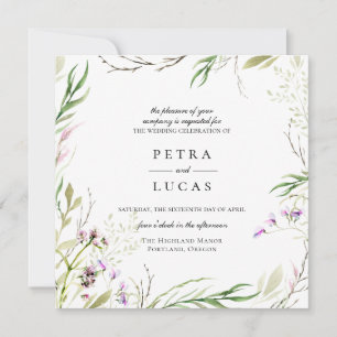 Inbjudan till elegant Wildblomma botaniskt bröllop