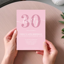 Inbjudan till Eleganten 30års födelsedag rosa