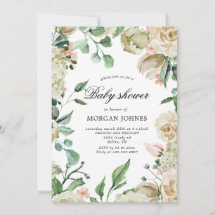 Inbjudan till eleganten Baby Shower i vår-trädgård