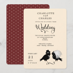 Inbjudan till Eleganten Cute Love birds Bride and