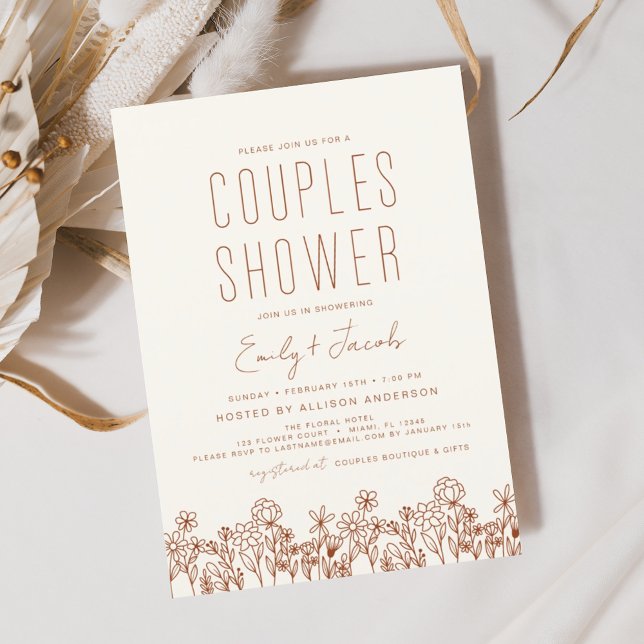 Inbjudan till Eleganten för par Shower Boho Wildbl (Skapare uppladdad)
