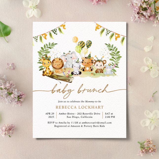 Inbjudan till Eleganten Guld Safari Baby Brunch (Skapare uppladdad)