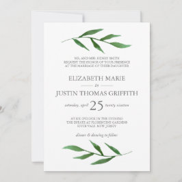 Inbjudan till Eleganten Lush Lövs Watercolor-bröll