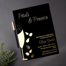 Inbjudan till Eleganten Petals och Prosecco Black