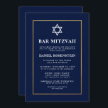 Inbjudan till Eleganten Pub Mitzvah Blue Guld<br><div class="desc">Inbjudningskort för Pub Mitzvah Blue och Guld</div>