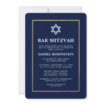 Inbjudan till Eleganten pub Mitzvah Blue och Guld