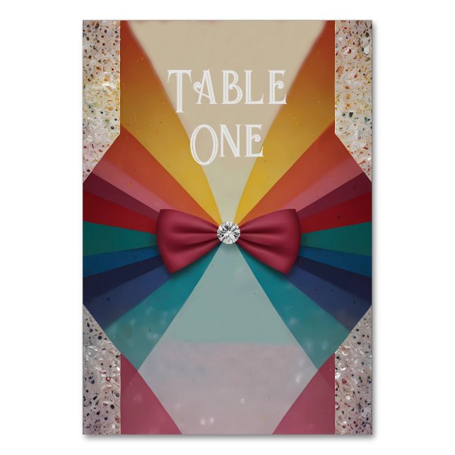 Inbjudan till Eleganten Rainbow Wedding Bordsnummer (Framsidan)