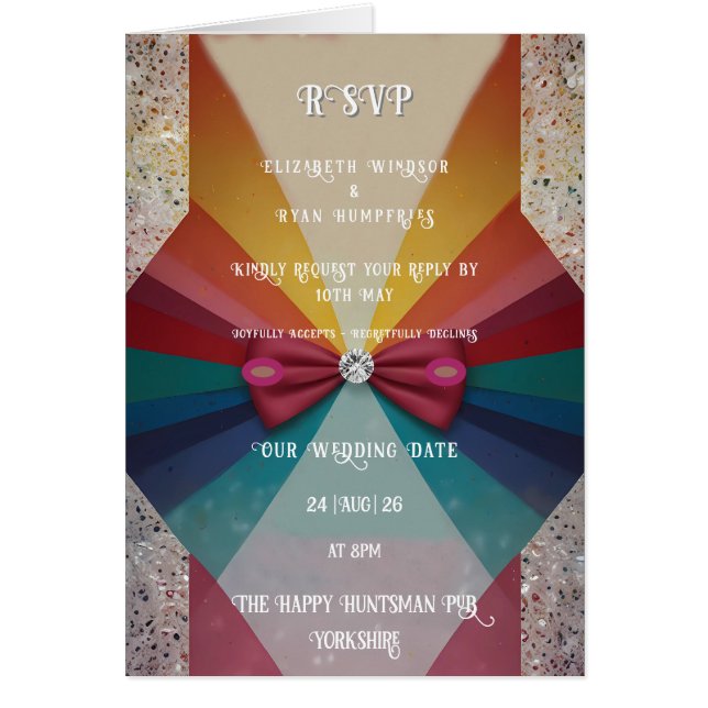 Inbjudan till Eleganten Rainbow Wedding Hälsningskort (Framsidan)