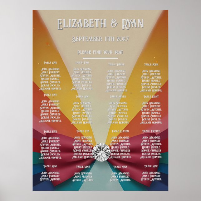 Inbjudan till Eleganten Rainbow Wedding Poster (Framsidan)