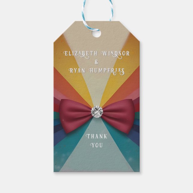 Inbjudan till Eleganten Rainbow Wedding Presentetikett (Framsidan)