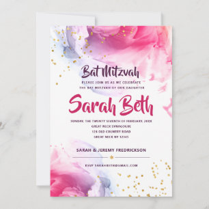 Inbjudan till elegantens Bat mitzvah vattenfärgsfä