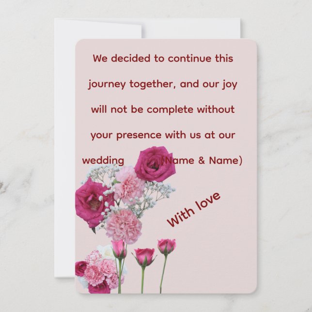 Inbjudan till elegantens Blommigt- och fjäril-bröl (Framsida)