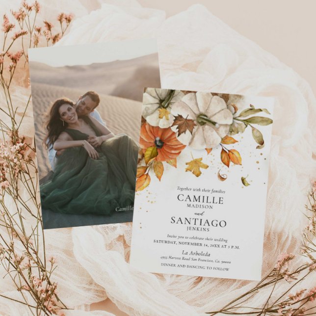 Inbjudan till elegantens bröllop (Elegant Fall Photo Wedding Invitation)