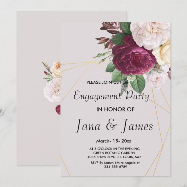 Inbjudan till elegantens gyllene geometriska Förlo (Fram/baksida)