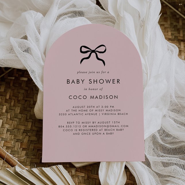 Inbjudan till elegantens minimala babybabykläder (Modern Minimalist Blush Pink Baby Shower Invitation)