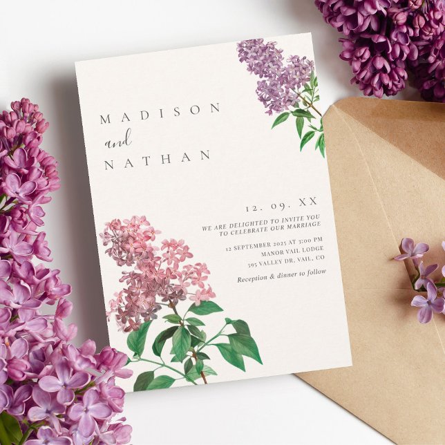 Inbjudan till elegantens minimala Lilac-bröllop (Skapare uppladdad)
