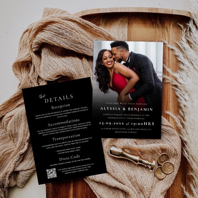 Inbjudan till elegantens minimalistiska fotobröllo (Elegant Minimalist Photo Wedding Invitation)